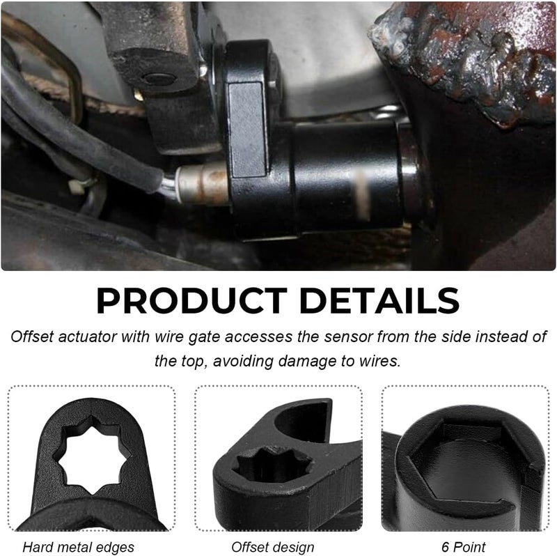 ZNDAW Offset Oxygen Sensor Socket, 3/8-Inch Drive by 7/8-Inch 22 mm O2 Sensor Removal Tool, Offset 6-Point Oxygen Sensor Socket Wrench for Most Cars (1/2) - Image 4
